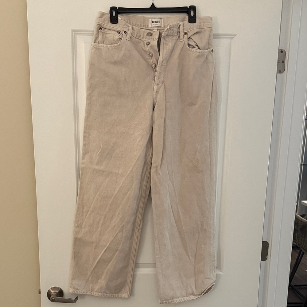 Agolde Light Tan Wide-Leg Jeans - Picture 2 of 3